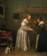 A lady washing her hands. Gerard Ter Borch